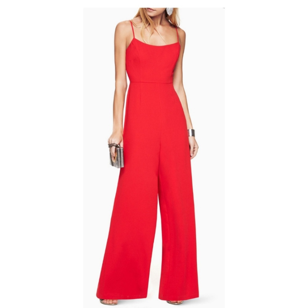 BCBGMaxAzria Brodie Wide-Leg Red Jumpsuit NWT